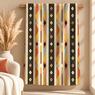 Elegante Rust-Sage-Geometric-Boho-Decke Fleecedecke