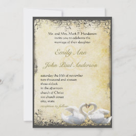 Elegante Rustic Chic Swan Love Birds Wedding Einladung