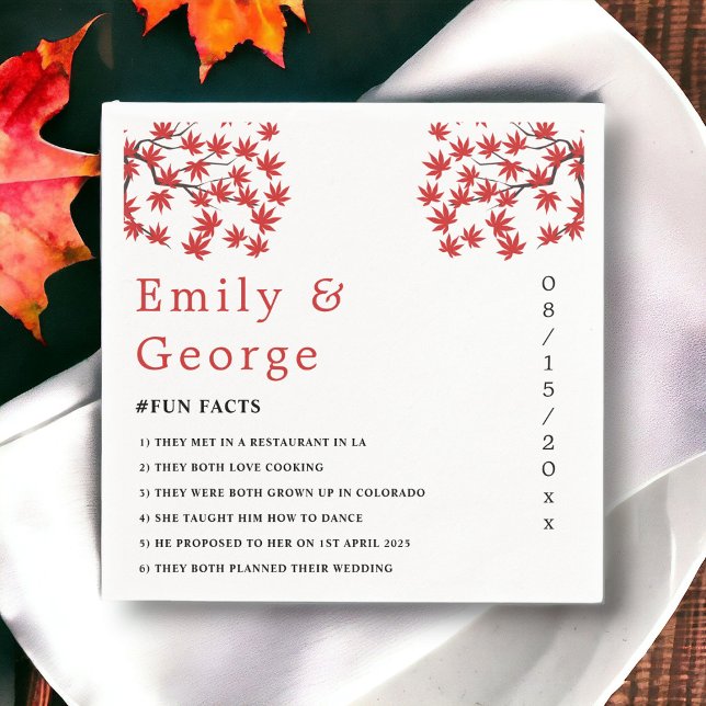 Elegante Rustic Fall Red Blätter Boho Herbsthochze Serviette (Von Creator hochgeladen)