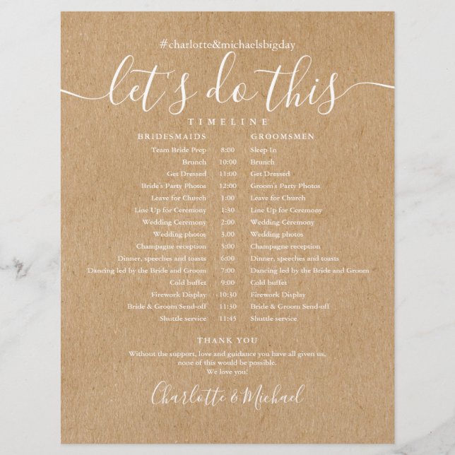 Elegante Rustic Kraft Hochzeitsplanung (Vorderseite)