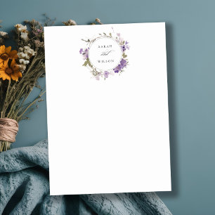 Elegante Rustic Meadow Lilac Floral Wreath Wedding Mitteilungskarte