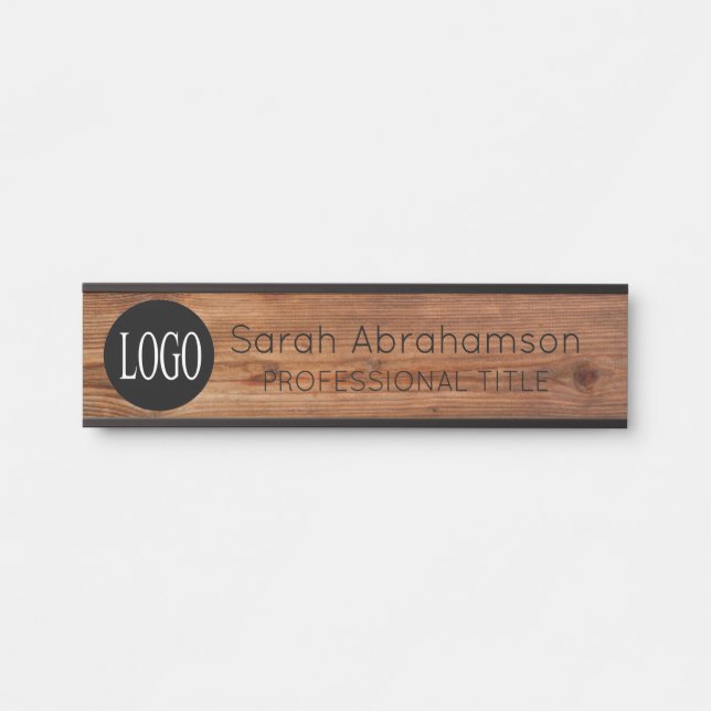Elegante Rustic Wood Logo Office Türschilder Türschild (Vorderseite )