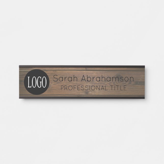 Elegante Rustic Wood Logo Office Türschilder Türschild (Vorderseite )