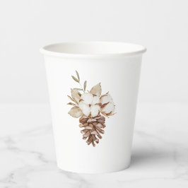 Elegante Rustikale Baumwolle & Pinecone Weihnachte Pappbecher