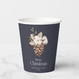 Elegante Rustikale Baumwolle & Pinecone Weihnachte Pappbecher