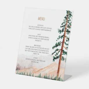 Elegante Rustikale Bergbäume Landschaft Menü Invi Sockelschild