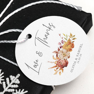 Elegante rustikale Blätter Liebe Dank Hochzeit Geschenkanhänger