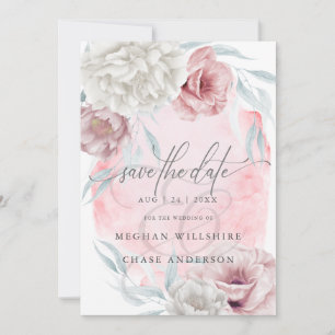 Elegante rustikale Blumen Dusty Rose Elfenbein Einladung