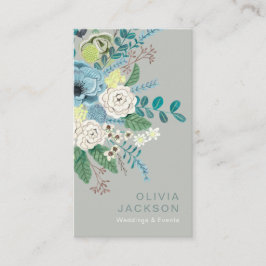 Elegante rustikale, blumengesäumte Grüne Visitenka Visitenkarte