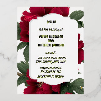 Elegante rustikale Blumenhochzeitseinladung | Vint Folie Einladungspostkarte