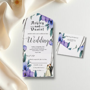 Elegante Rustikale Blumenzeremonie All In One Einladung