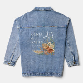 Elegante Rustikale Boho Florale Denim-Hochzeitsjac Jeansjacke