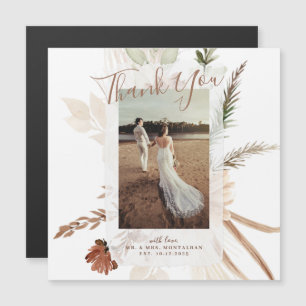Elegante Rustikale Boho Florale Pampas Dankeskarte Magnetkarte