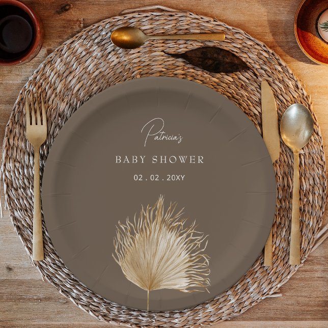 Elegante rustikale Botanische Boho Babydusche Pappteller (Rustic Boho Paper Plate)