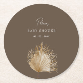 Elegante rustikale Botanische Boho Babydusche Runder Pappuntersetzer