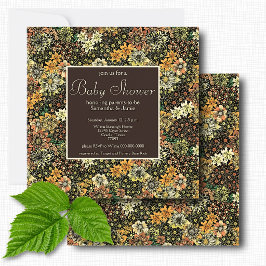 Elegante rustikale braune botanische Blumen-Baby-P Einladung