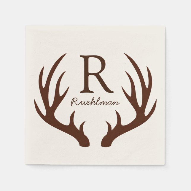 Elegante Rustikale Brawn Deer Antlers Serviette (Vorderseite)