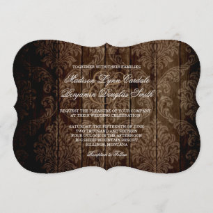Elegante Rustikale Damaske Hochzeitseinladungen Einladung