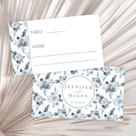 Elegante rustikale Dusty Blue Gray Floral Wedding Platzkarte