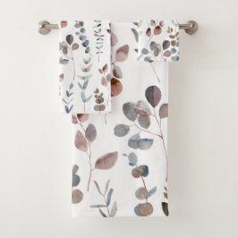 Elegante Rustikale Eukalyptus-Blätter Badhandtuch Set