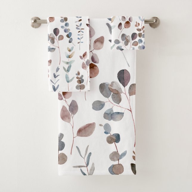 Elegante Rustikale Eukalyptus-Blätter Badhandtuch Set (Insitu)