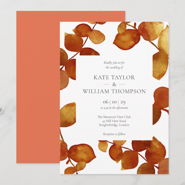 Elegante Rustikale Eukalyptus Floral Wedding Einladung (Vorne/Hinten)