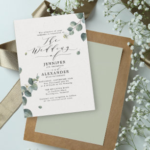 Elegante rustikale Eukalyptus-Kalligrafie-Hochzeit Einladung
