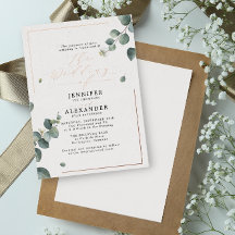Elegante rustikale Eukalyptus Script Wedding Rose