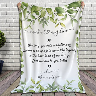 Elegante Rustikale Eukalyptusblätter Grüne Hochzei Fleecedecke