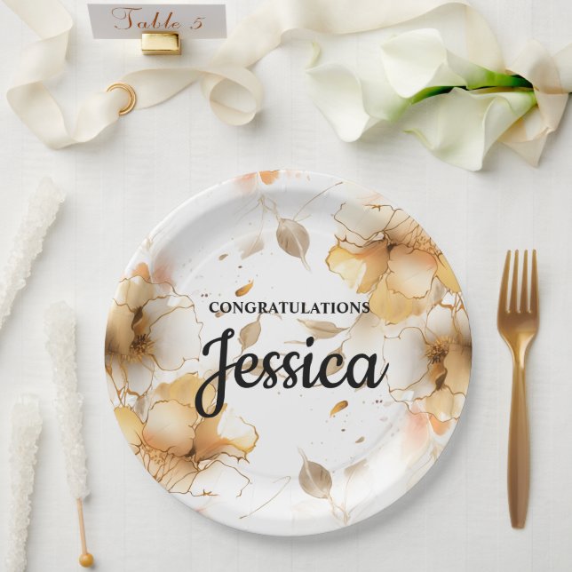 Elegante Rustikale Florale Babyparty Pappteller (Hochzeit)