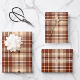 Elegante Rustikale Folk Kariert Geschenkpapier Set