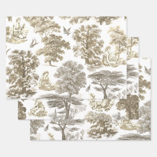 Elegante Rustikale Gold Beige Country Toile Geschenkpapier Set