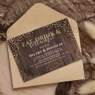 Elegante rustikale Gold-Glitter-Einladung zum Than Einladung