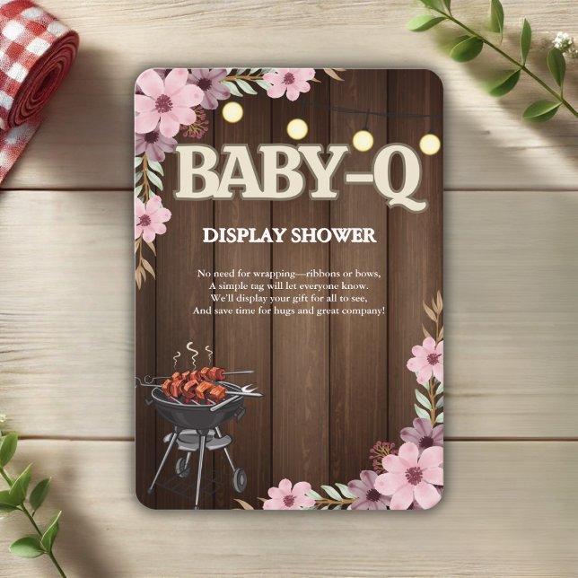 Elegante rustikale Grill Baby-Q Grill Babydusche Begleitkarte (Von Creator hochgeladen)