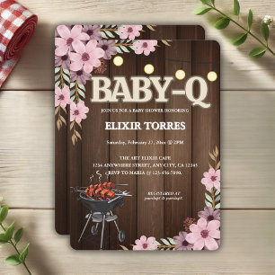 Elegante rustikale Grill Baby-Q Grill Babydusche Einladung
