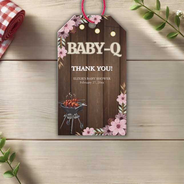 Elegante rustikale Grill Baby-Q Grill Babydusche Geschenkanhänger (Von Creator hochgeladen)
