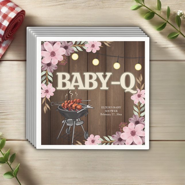Elegante rustikale Grill Baby-Q Grill Babydusche Serviette (Von Creator hochgeladen)