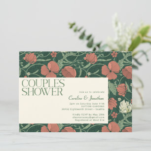 Elegante Rustikale Grüne Florale Brautpaar Dusche Einladung