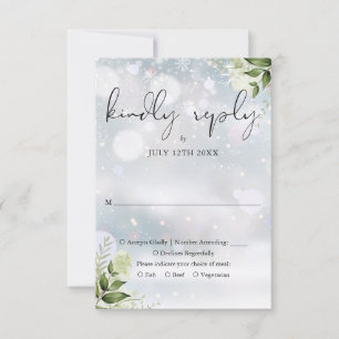 Elegante Rustikale Grünpflanzen Winterhochzeit RSVP Karte