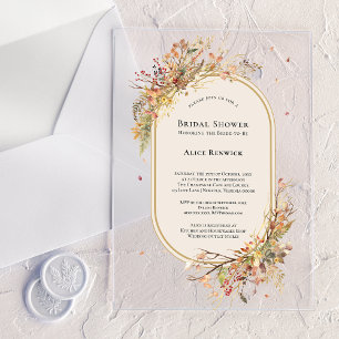 Elegante rustikale Herbst-Beige-Brautparty Acryleinladungen