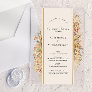 Elegante rustikale Herbst-Beige-Probeessen-Einladu Acryleinladungen