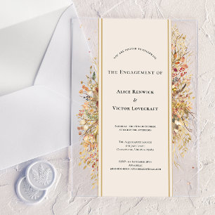 Elegante Rustikale Herbst-Beige-Vorhochzeitsfeier Acryleinladungen