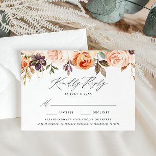 Elegante rustikale Herbst-Blumen-Menüauswahl RSVP Karte