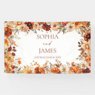 Elegante Rustikale Herbst-Herbst-Blumenhochzeit Banner