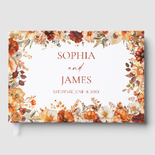 Elegante Rustikale Herbst-Hochzeit mit Blumen Gästebuch