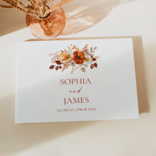 Elegante Rustikale Herbst-Hochzeit mit Blumen Gästebuch