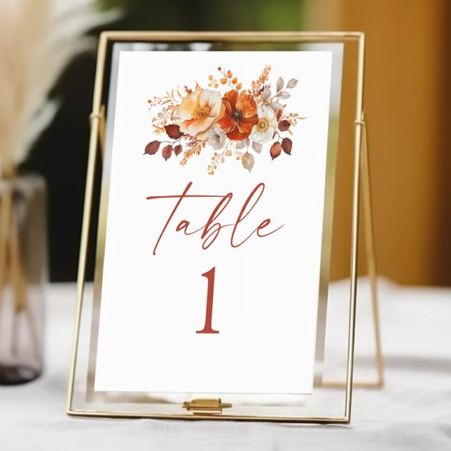 Elegante Rustikale Herbst-Hochzeit mit Blumen Tischnummer (Von Creator hochgeladen)