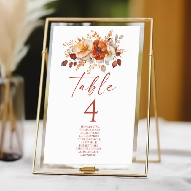 Elegante Rustikale Herbst-Hochzeit mit Blumen Tischnummer (Von Creator hochgeladen)
