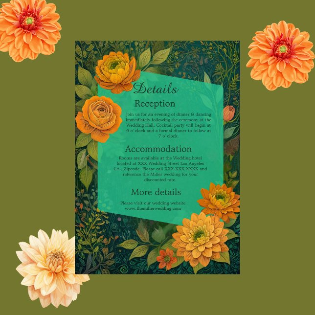 elegante rustikale Herbstblütenhochzeit Begleitkarte (Von Creator hochgeladen)