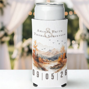Elegante rustikale Herbstlandschaft Hochzeit Selters Dosenkühler
